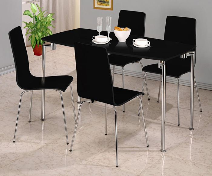 Fiji High Gloss Rectangle Dining Set White Or Black With 4 Chair - Click Image to Close